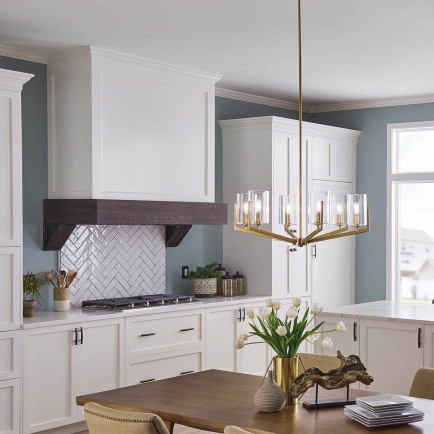 Quintiesse - Kabantis šviestuvas ant strypo NYE 6xE14/40W/230V, skersmuo 71,1 cm, auksinės spalvos