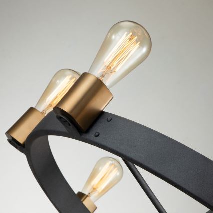 Quintiesse - liustra ant strypo SILAS 8xE27/60W/230V Ø 82,9 cm juoda/auksinė