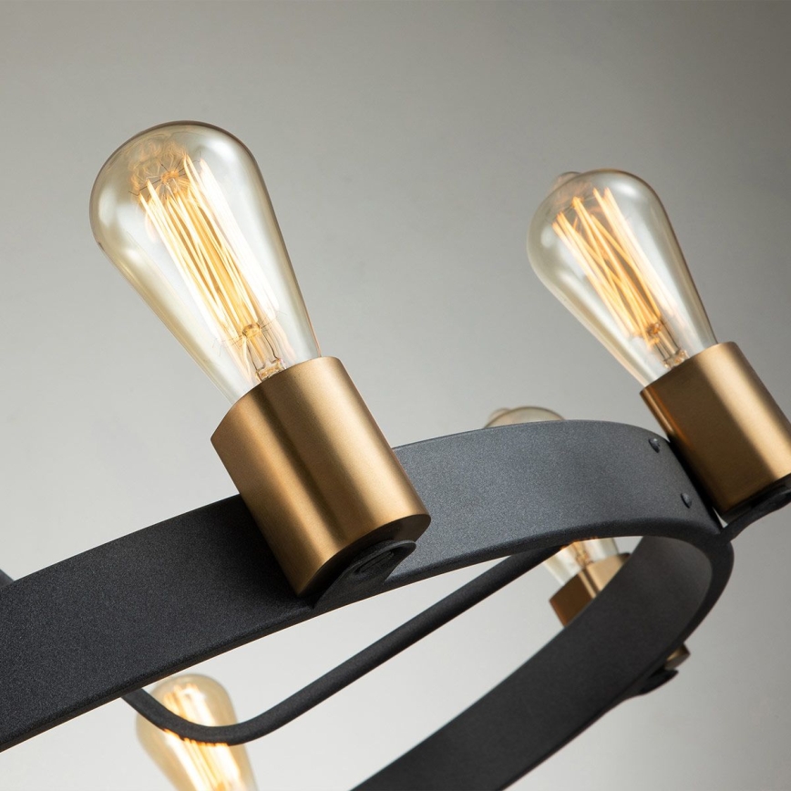 Quintiesse - liustra ant strypo SILAS 8xE27/60W/230V Ø 82,9 cm juoda/auksinė