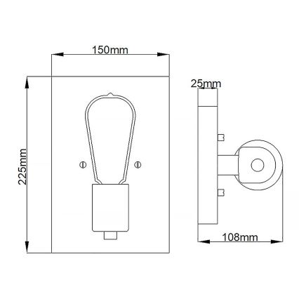 Quintiesse - Sieninis šviestuvas SILAS 1xE27/60W/230V juodas/auksinis