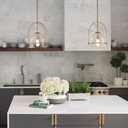 Quintiesse - Pakabinamas šviestuvas ant strypo SOMERSET 1xE27/60W/230V skersm. 28,9 cm bronzinis