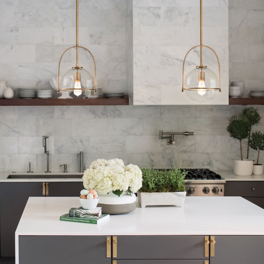 Quintiesse - Pakabinamas šviestuvas ant strypo SOMERSET 1xE27/60W/230V skersm. 28,9 cm bronzinis