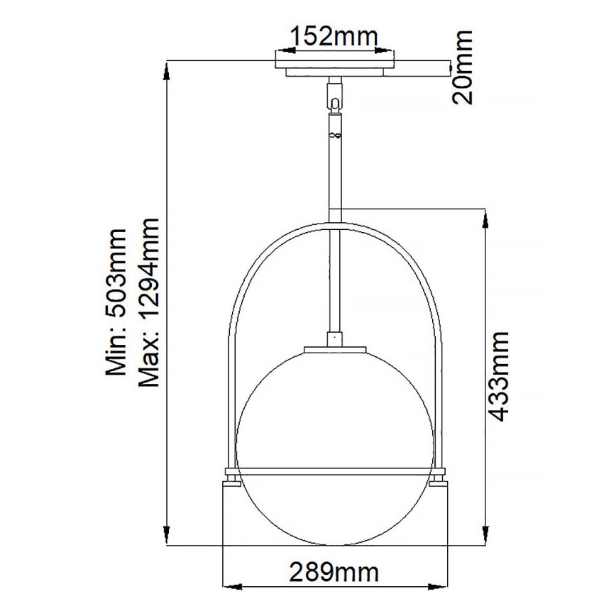 Quintiesse - Liustra ant strypo SOMERSET 1xE27/60W/230V skersmuo 28,9 cm juoda