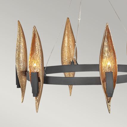 Quintiesse - Pakabinamas šviestuvas ant laido WILLOW 6xE14/40W/230V skersm. 61 cm auksinė/juoda