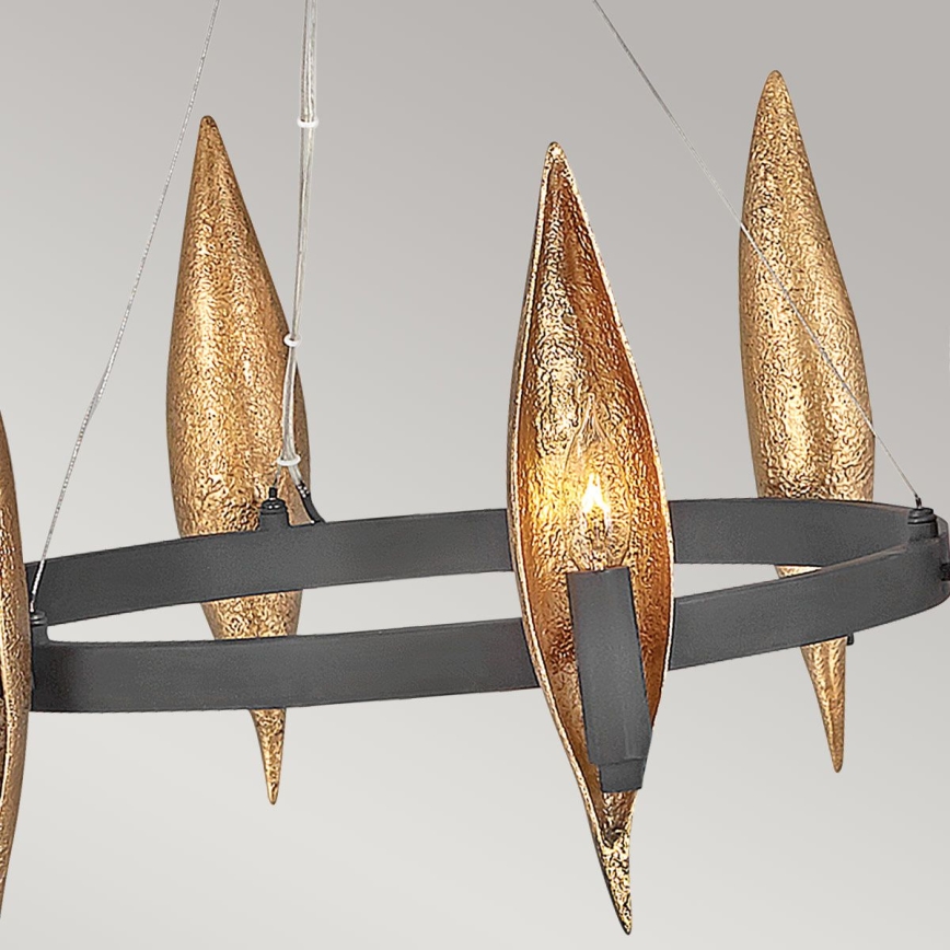 Quintiesse - Pakabinamas šviestuvas ant laido WILLOW 6xE14/40W/230V skersm. 61 cm auksinė/juoda