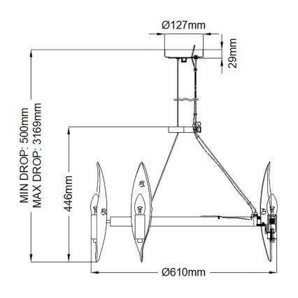Quintiesse - Pakabinamas šviestuvas ant laido WILLOW 6xE14/40W/230V skersm. 61 cm auksinė/juoda