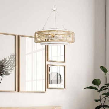 Quoizel - Pakabinama liustra su grandine WAYLON 4xE27/60W/230V skersmuo 50,4 cm ruda/balta