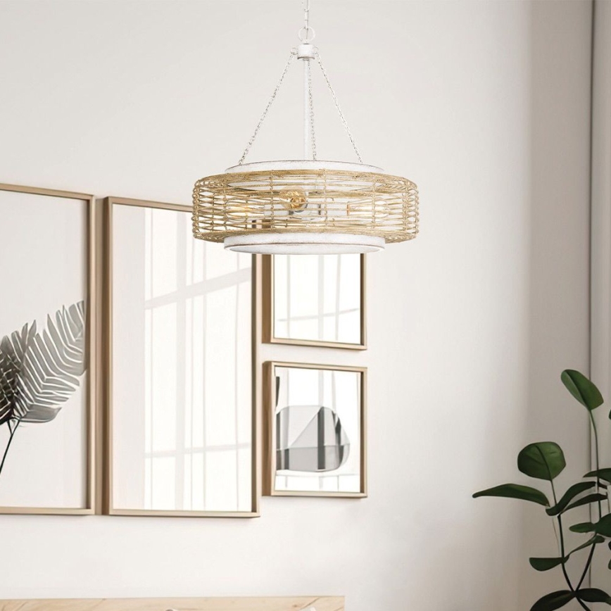 Quoizel - Pakabinama liustra su grandine WAYLON 4xE27/60W/230V skersmuo 50,4 cm ruda/balta