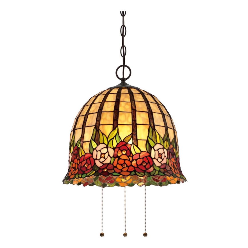 Quoizel - Pakabinamas sietynas ant grandinės Tiffany ROSECLIFFE 3xE27/100W/230V