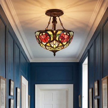 Quoizel - Prie lubų tvirtinamas Tiffany stiliaus šviestuvas LARISSA 2xE27/60W/230V skersmuo 35 cm