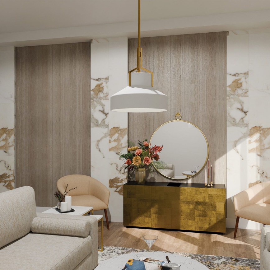 Quoizel - Šviestuvas ant strypo BRECKEN 2xE27/60W/230V auksinė/balta