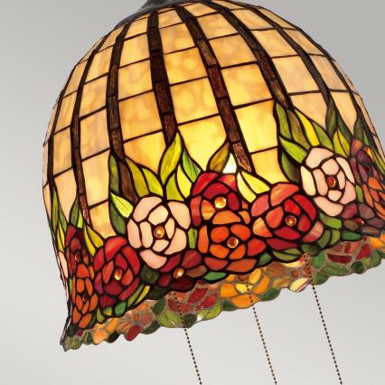 Quoizel - Pakabinama Tiffany stiliaus liustra ant grandinės ROSECLIFFE 3xE27/100W/230V