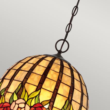 Quoizel - Pakabinama Tiffany stiliaus liustra ant grandinės ROSECLIFFE 3xE27/100W/230V