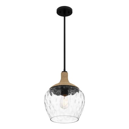Quoizel - Sietynas ant stulpo ROYER 1xE27/60W/230V diametras 30,2 cm permatoma/juoda/smėlio spalva