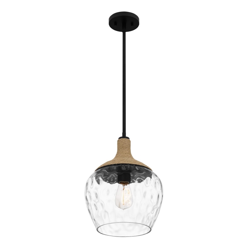 Quoizel - Sietynas ant stulpo ROYER 1xE27/60W/230V diametras 30,2 cm permatoma/juoda/smėlio spalva