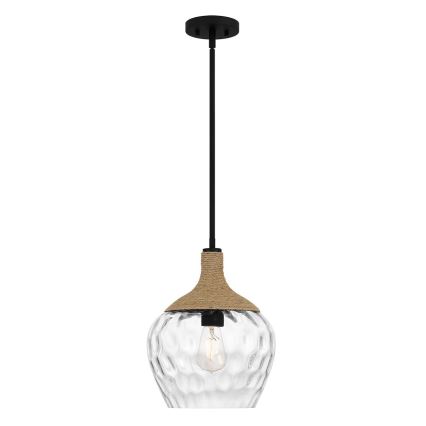 Quoizel - Sietynas ant stulpo ROYER 1xE27/60W/230V diametras 30,2 cm permatoma/juoda/smėlio spalva