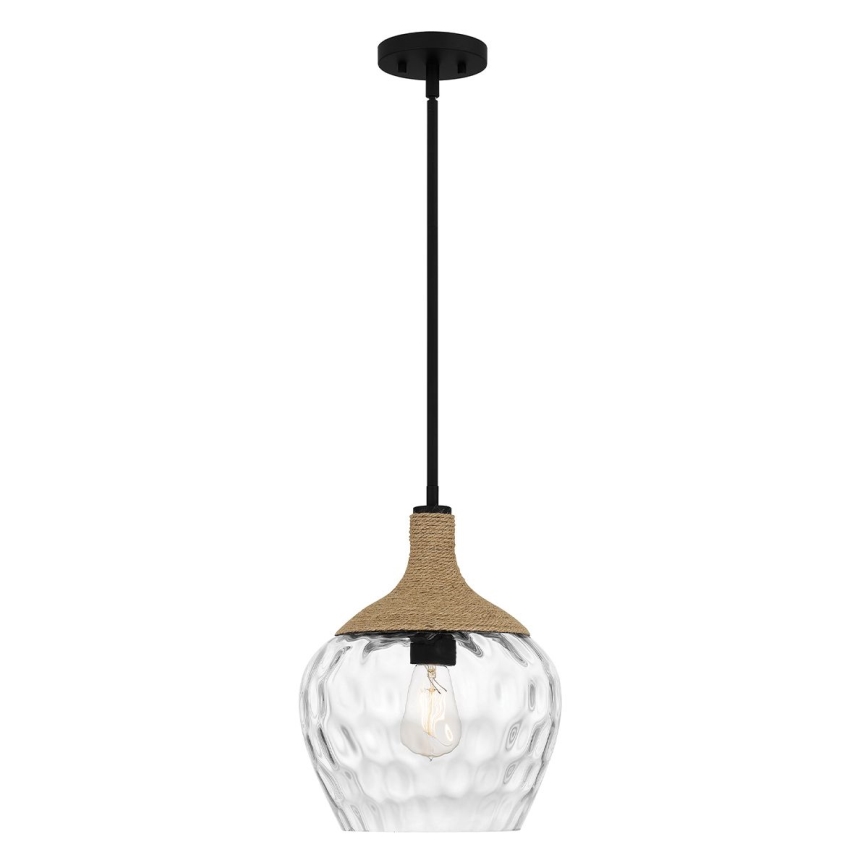 Quoizel - Sietynas ant stulpo ROYER 1xE27/60W/230V diametras 30,2 cm permatoma/juoda/smėlio spalva