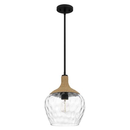 Quoizel - Sietynas ant stulpo ROYER 1xE27/60W/230V diametras 30,2 cm permatoma/juoda/smėlio spalva