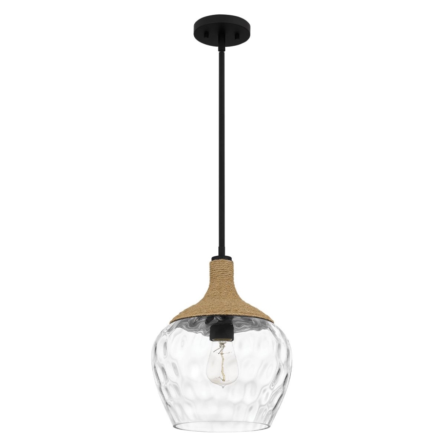 Quoizel - Sietynas ant stulpo ROYER 1xE27/60W/230V diametras 30,2 cm permatoma/juoda/smėlio spalva