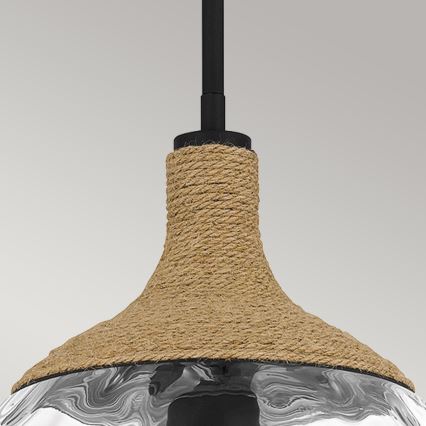 Quoizel - Sietynas ant stulpo ROYER 1xE27/60W/230V diametras 30,2 cm permatoma/juoda/smėlio spalva