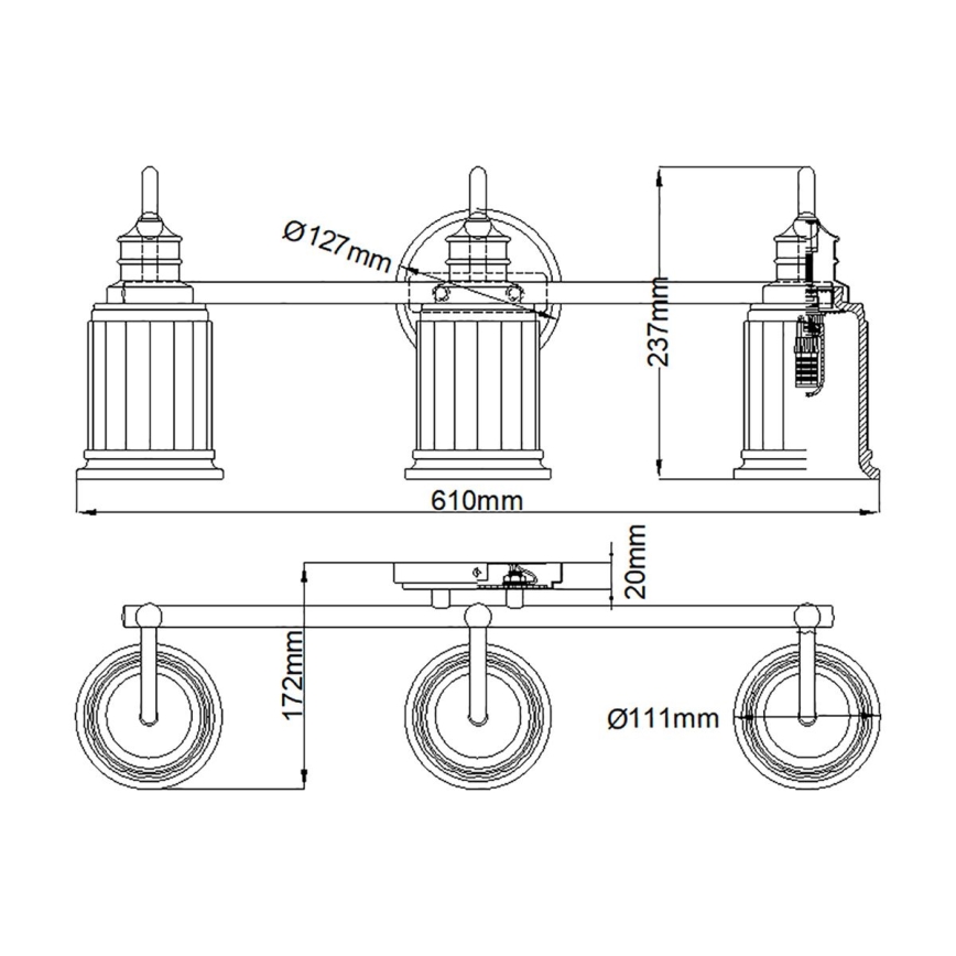 Quoizel - LED vonios sieninis šviestuvas SWELL 3xG9/3W/230V IP44 auksinis