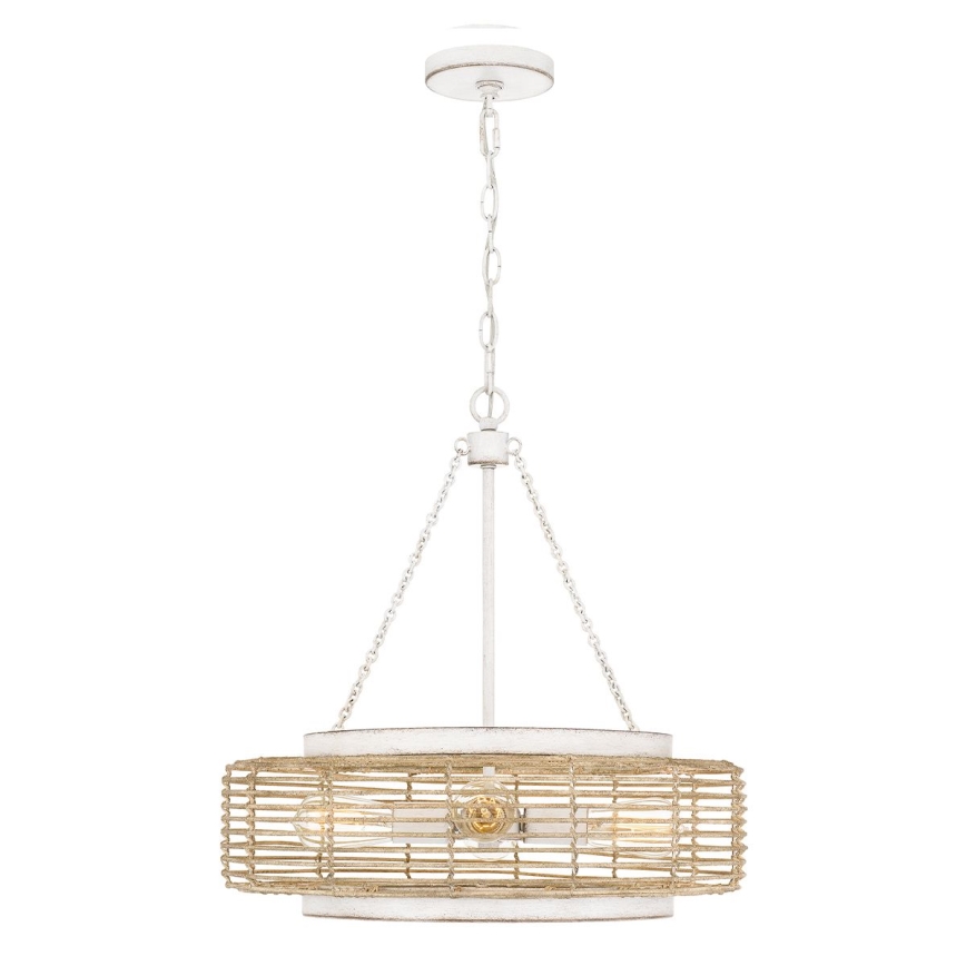Quoizel - Pakabinama liustra su grandine WAYLON 4xE27/60W/230V skersmuo 50,4 cm ruda/balta