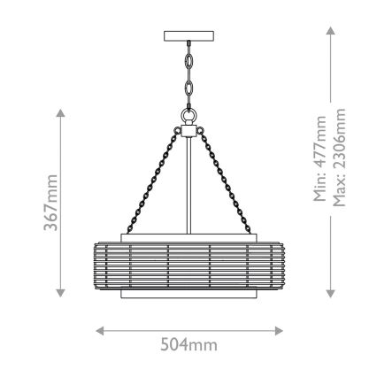 Quoizel - Pakabinama liustra su grandine WAYLON 4xE27/60W/230V skersmuo 50,4 cm ruda/balta