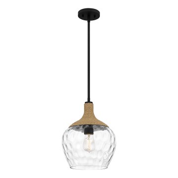 Quoizel - Sietynas ant stulpo ROYER 1xE27/60W/230V diametras 30,2 cm permatoma/juoda/smėlio spalva