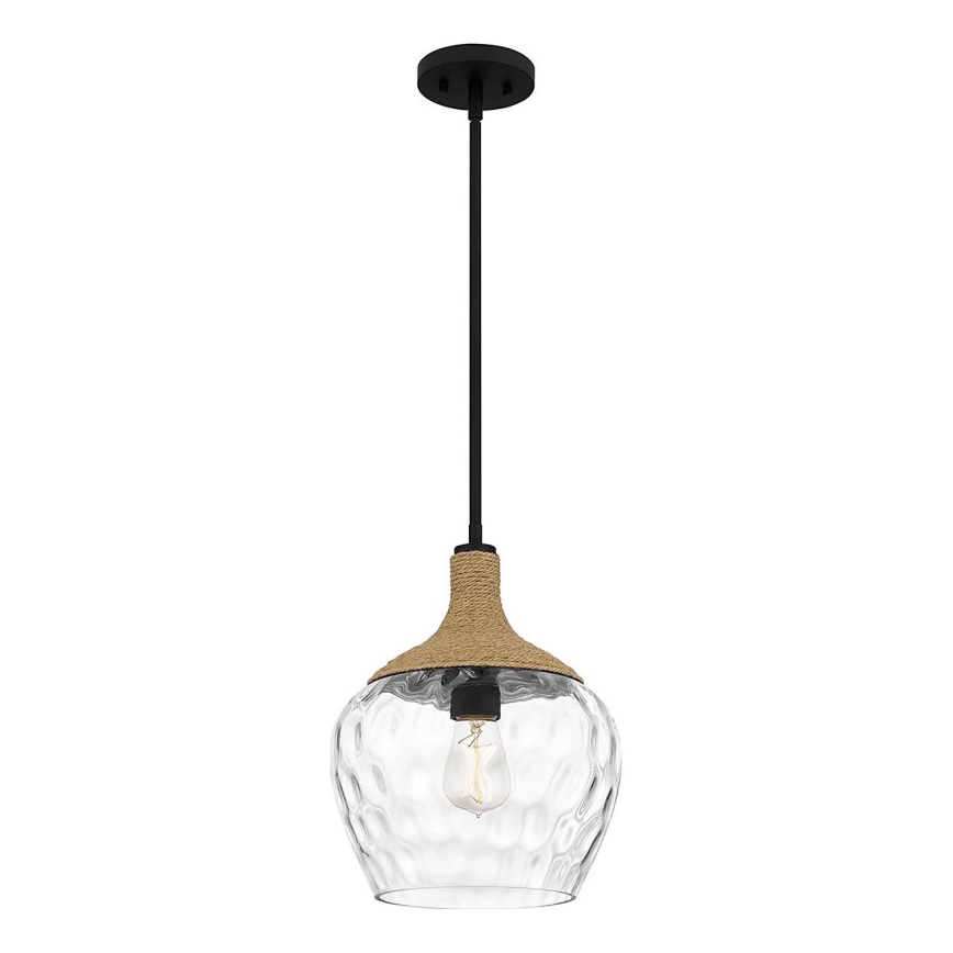 Quoizel - Sietynas ant stulpo ROYER 1xE27/60W/230V diametras 30,2 cm permatoma/juoda/smėlio spalva
