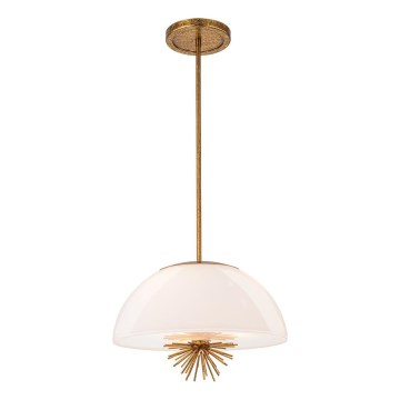 Quoizel - Sietynas ant stulpo STARING 3xE14/40W/230V diametras 45,7 cm auksas/patina/balta