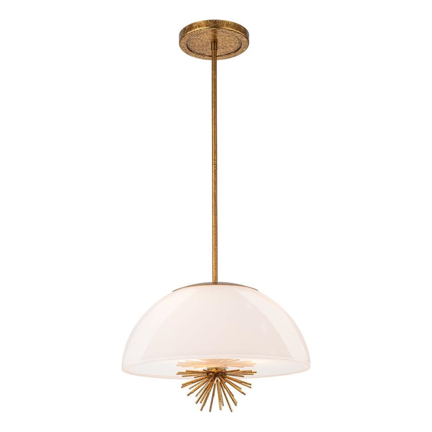 Quoizel - Sietynas ant stulpo STARING 3xE14/40W/230V diametras 45,7 cm auksas/patina/balta