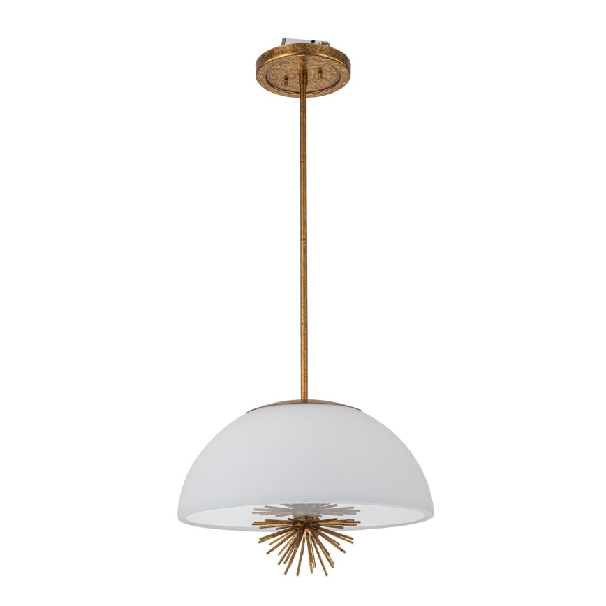 Quoizel - Sietynas ant stulpo STARING 3xE14/40W/230V diametras 45,7 cm auksas/patina/balta