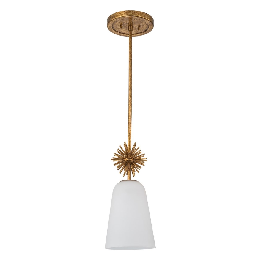Quoizel - Sietynas ant stulpo STARING 1xE27/40W/230V diametras 18,4 cm auksas/patina/balta