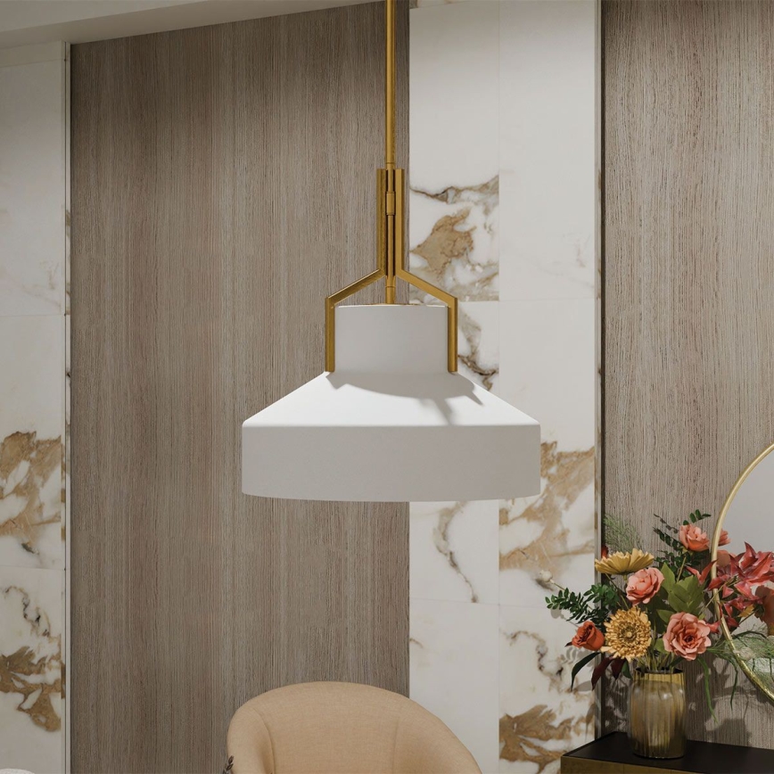 Quoizel - Šviestuvas ant strypo BRECKEN 2xE27/60W/230V auksinė/balta