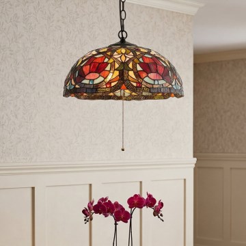 Quoizel - Tiffany stiliaus pakabinamas šviestuvas ant grandinės LARISSA, 3xE27/60W/230V, skersmuo 38,5 cm