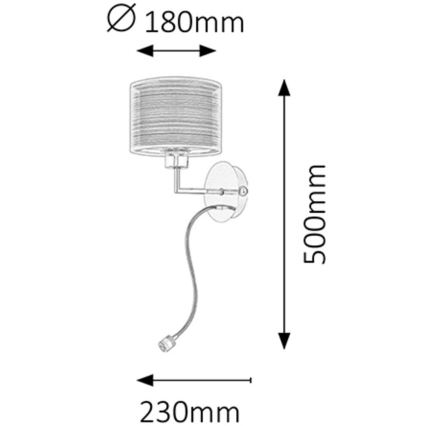 Rabalux 2629 - Sieninis šviestuvas ANASTASIA E27/60W + LED/1W