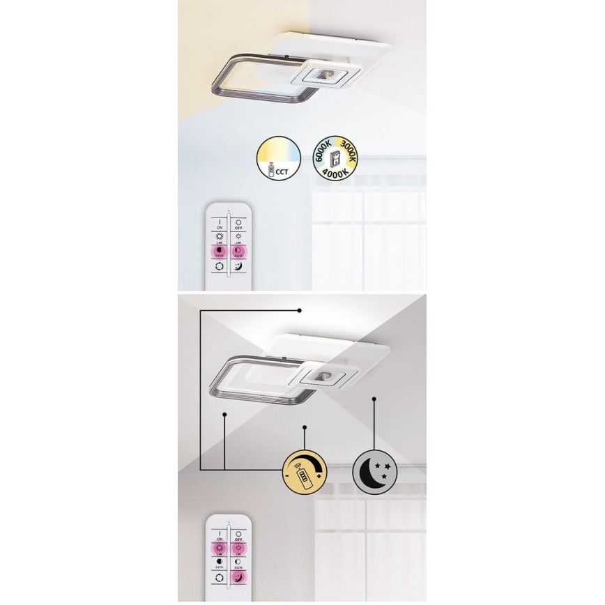 Rabalux - LED Reguliuojamas ant pagrindo montuojamas sietynas LED/48W/230V 3000K/4000K/6000K + VP