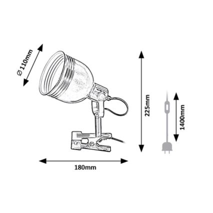 Rabalux - Lempa su spaustuku 1xE14/25W/230V juoda