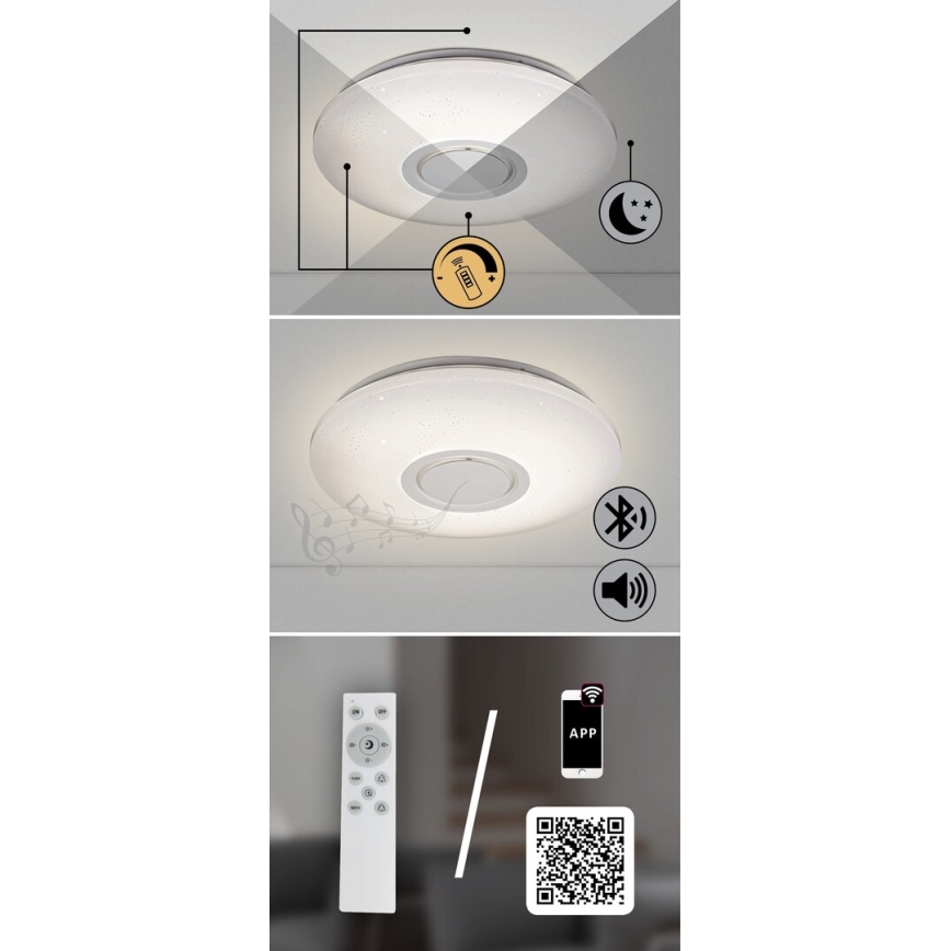 Rabalux - LED RGB pritemdomas lubinis šviestuvas wtih a garsiakalbis LED/24W/230V Wi-Fi + nuotolinio valdymo pultas