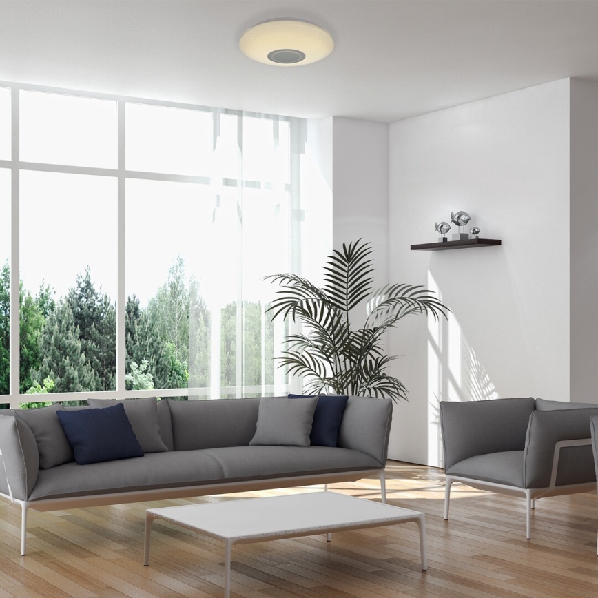 Rabalux - LED RGB reguliuojamas lubų šviestuvas su garsiakalbiu, LED/24W/230V, Wi‑Fi Tuya su nuotoliniu valdymu, skersmuo 40 cm