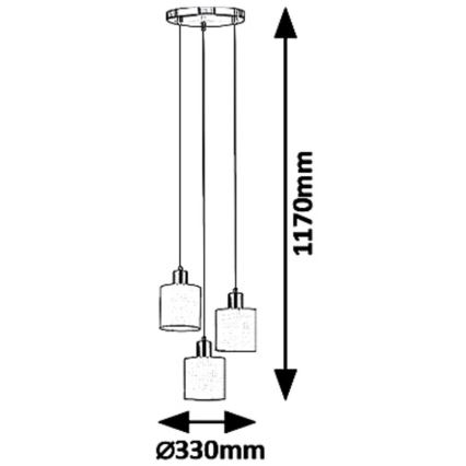 Rabalux 5012 - Sietynas, kabinamas ant virvės NATINA 3xE14/25W/230V