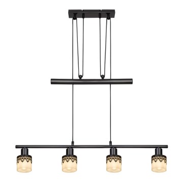 Rabalux 5345 - Sietynas, kabinamas ant virvės LACEY 4xE14/40W/230V