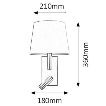 Rabalux 6539 - Sieninis šviestuvas HARVEY E27/40W + LED/3W