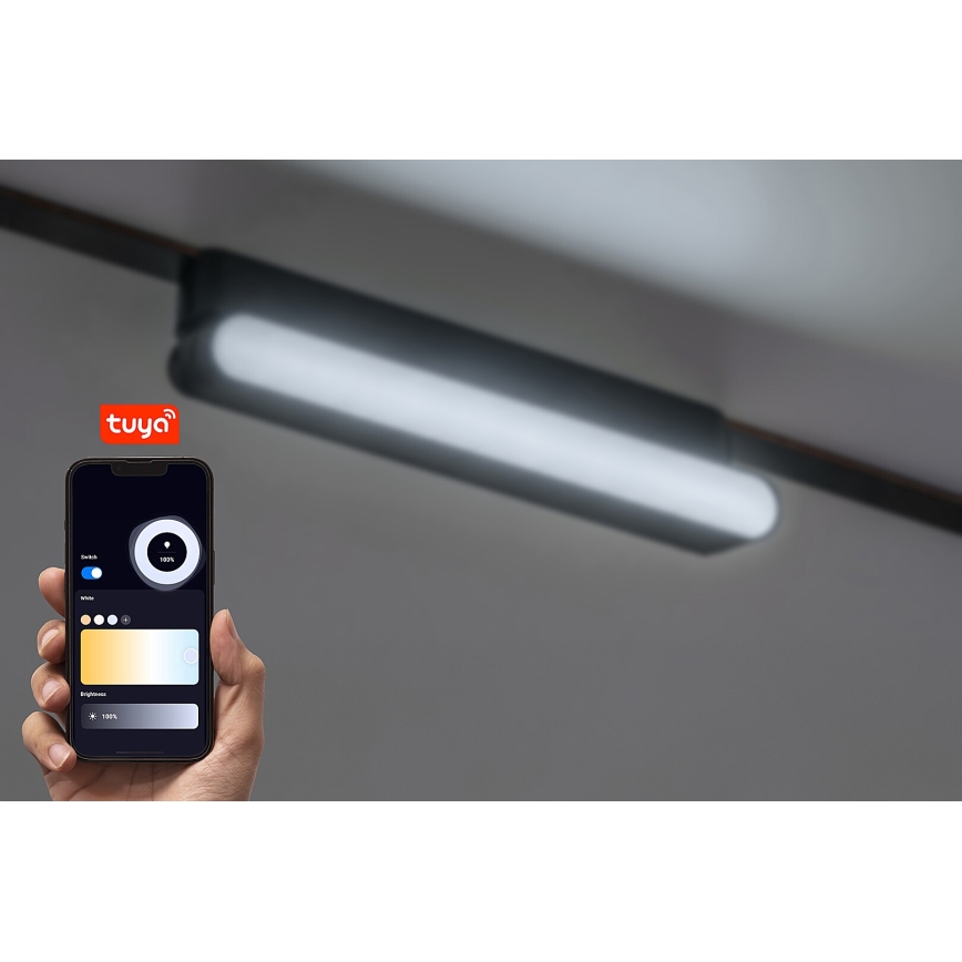 Rabalux - LED Pritemdomas lubinis šviestuvas vienfazės bėgelio sistemai LED/7W/24V 2700-5500K Wi-Fi Tuya 22 cm juoda