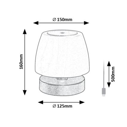 Rabalux - LED Reguliuojama stalinė lempa LED/3W/5V 2000 mAh IP44