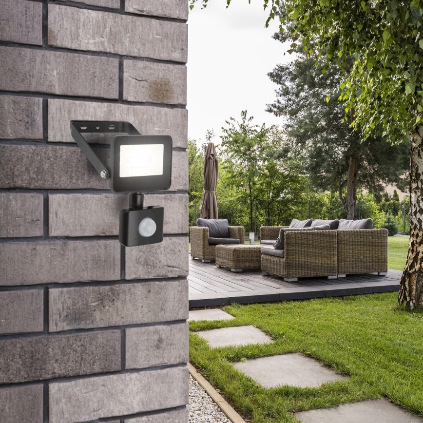 Rabalux - LED prožektorius su jutikliu LED/10W/230V 4000K IP44 juoda