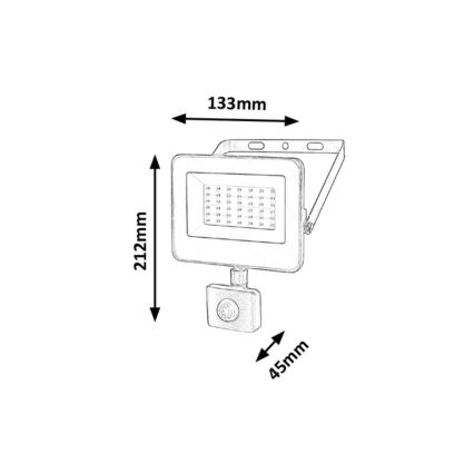 Rabalux - LED prožektorius su jutikliu LED/30W/230V 4000K IP44 juoda