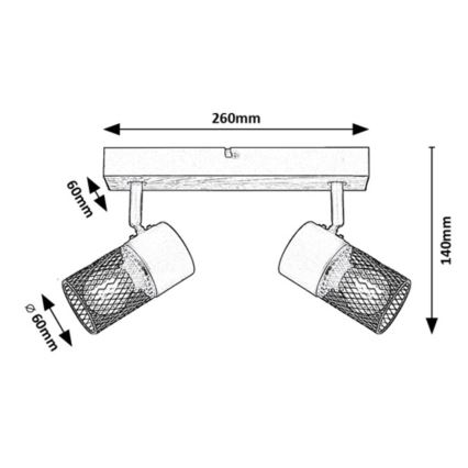 Rabalux - Akcentinis apšvietimas 2xE14/40W/230V ąžuolas