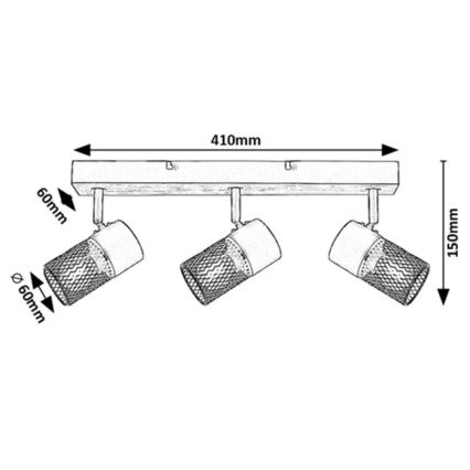 Rabalux - Akcentinis apšvietimas 3xE14/40W/230V ąžuolas