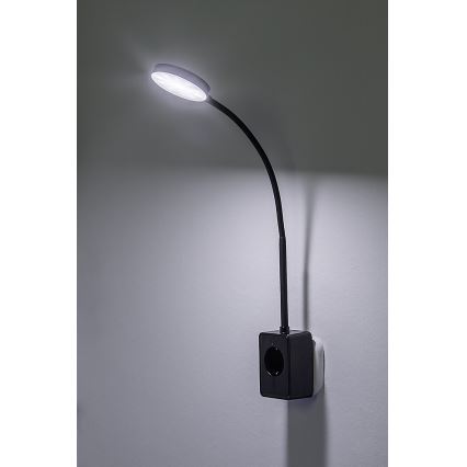 Rabalux - reguliuojama LED sieninė lempa LED/4W/230V su USB prievadu, kištukinė, juoda